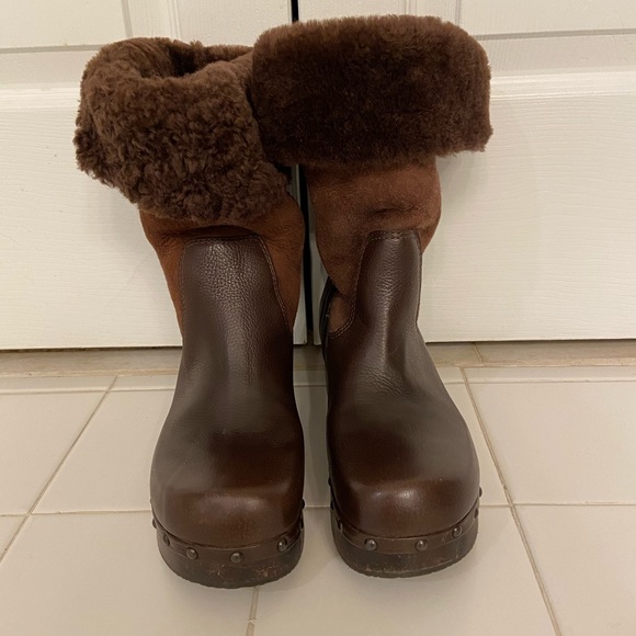 Frye Morgan Women’s 8.5 Shearling Wood Clog Boot - Picture 2 of 4